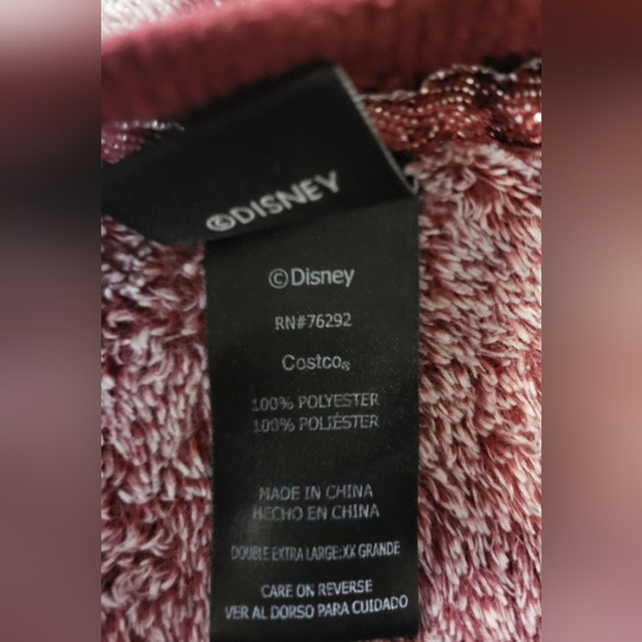 Disney Burgundy  Mickey Mouse Patterned Lounge Wear Terry Sweatshirt - Size L - Picture 5 of 6